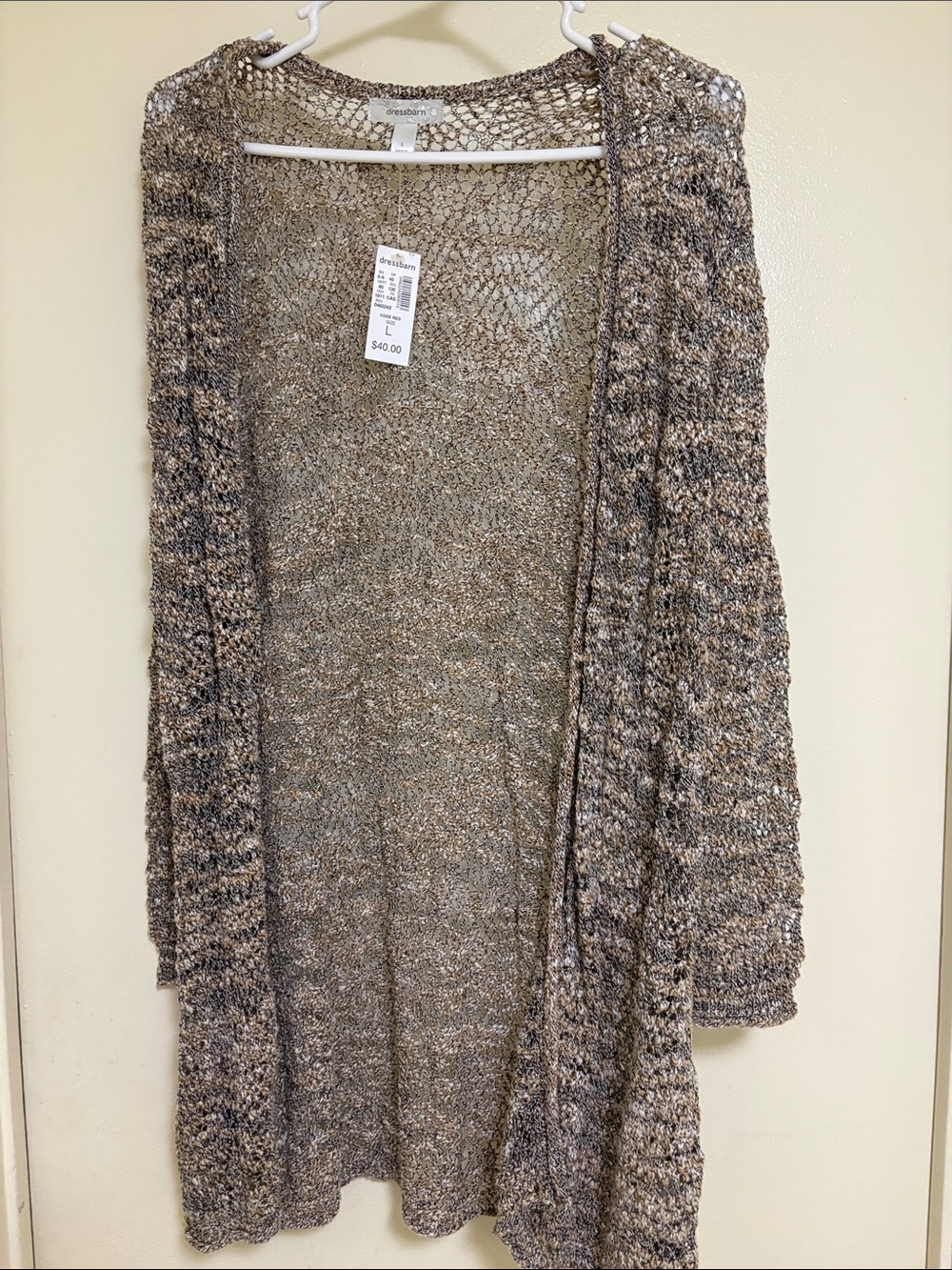 croft & barrow Open-Front Marled Cardigan in Beige and Gray